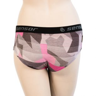 SENSOR MERINO IMPRESS dámské kalhotky černá/camo
