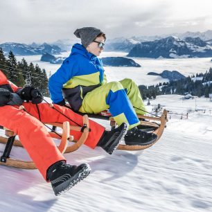 Na saních, Pilatus, Švýcarsko