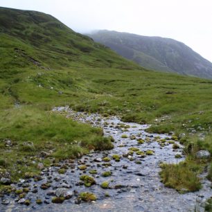 Ve Skotsku bývá dost vlhko, nezapomeňte proto nepromokavé boty. Kousek za Kinlochleven, West Highland Way, Skotsko.