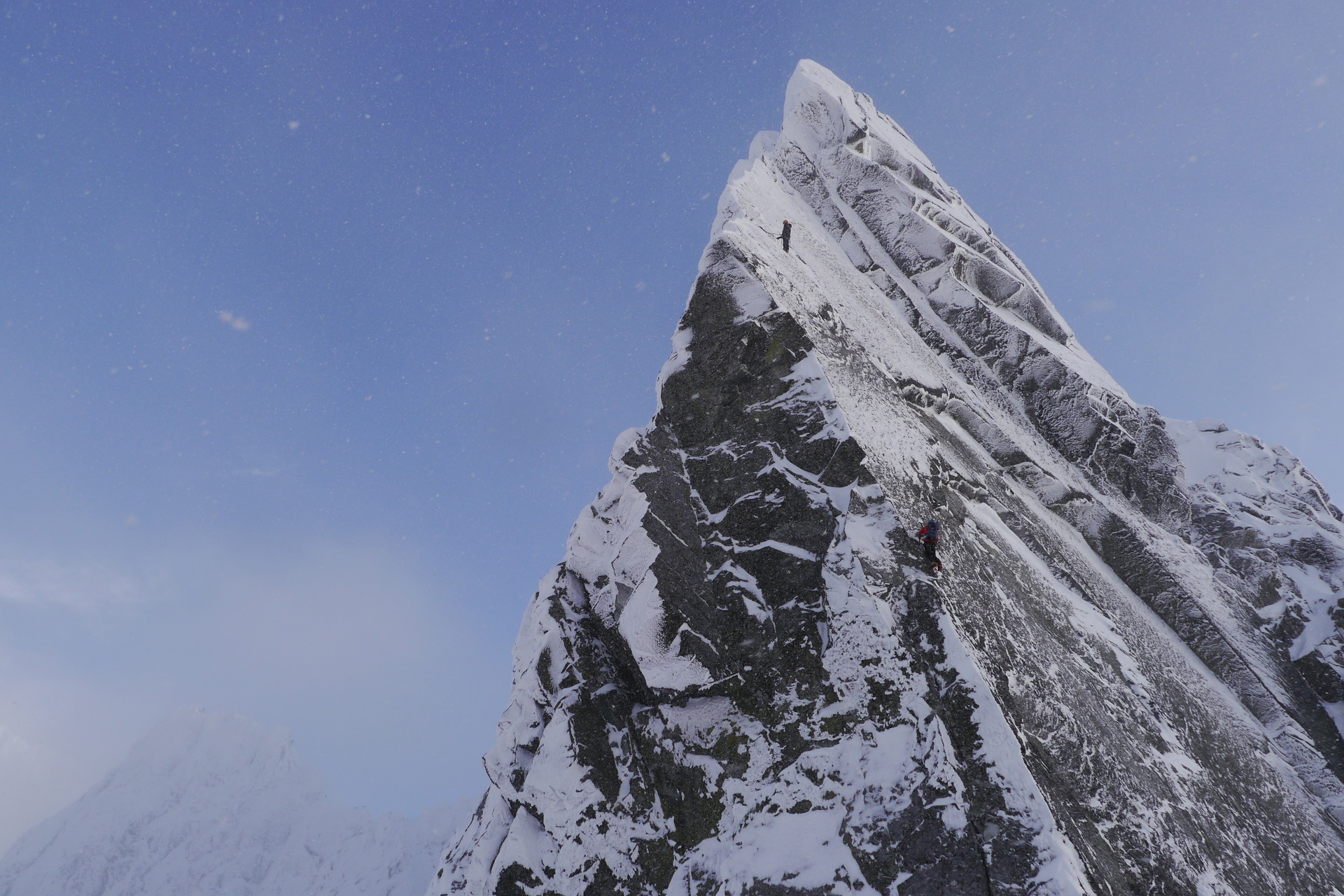 Jedna z nějtěžších lezeckých pasáží na Tileho hraně