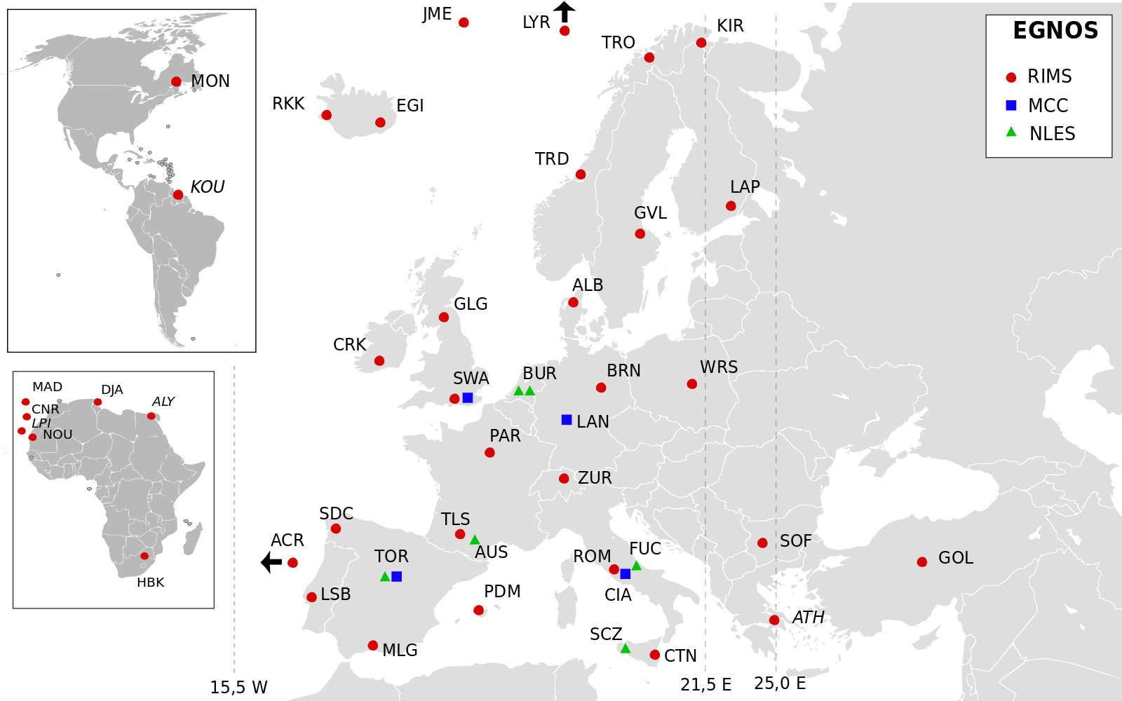 Pozemní stanice EGNOS v Evropě