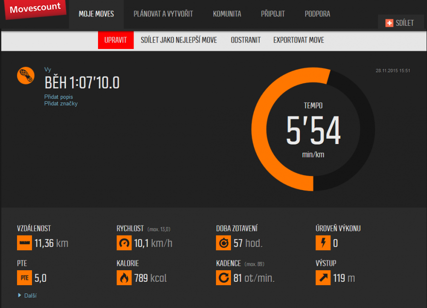 aktivita v Movescountu