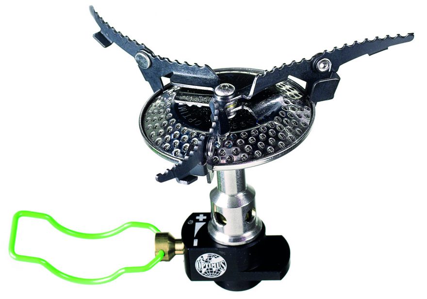 Jednoduché a lehké plynové vařiče mají často futuristické tvary a nízkou hmotmost. Vařič Optimus Crux Lite na obrázku má hmotnost 72 g.