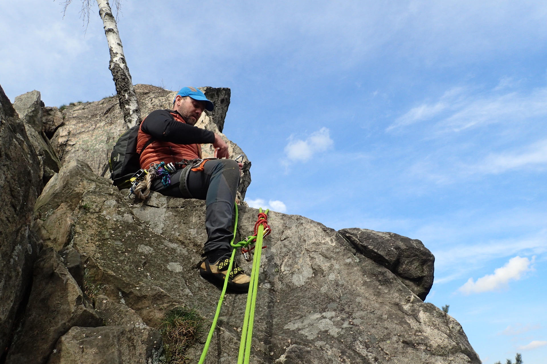Testování proběhlo kromě lezení i prusíkováním.