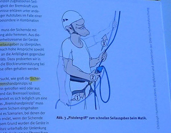Rychlé dávání lana s Matikem podle DAV. Tzv. pistolgrif. Autor: Christop Hummel, DAV.