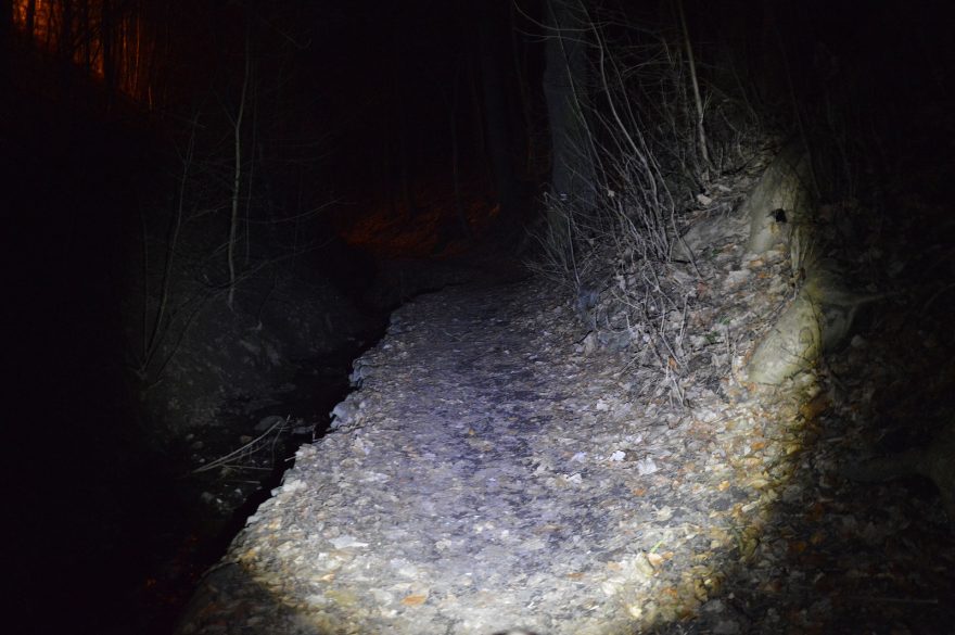 Ledlenser Kužel světla na maximální přiblížení.