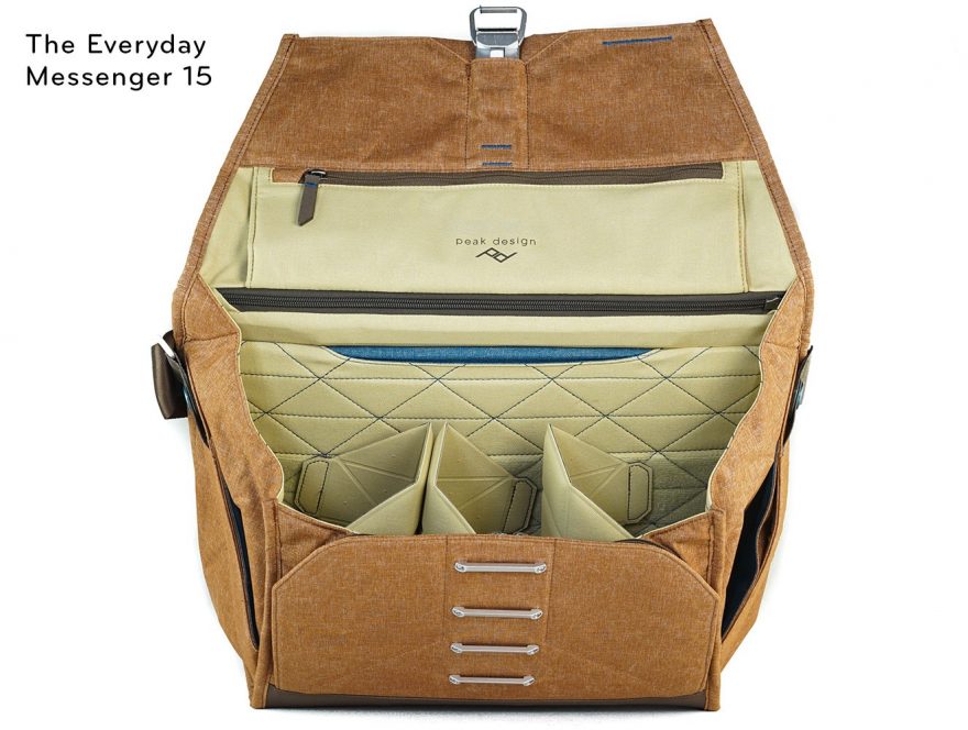 Peak design Messeneger Bag 15 Vnitřní uspořádání.