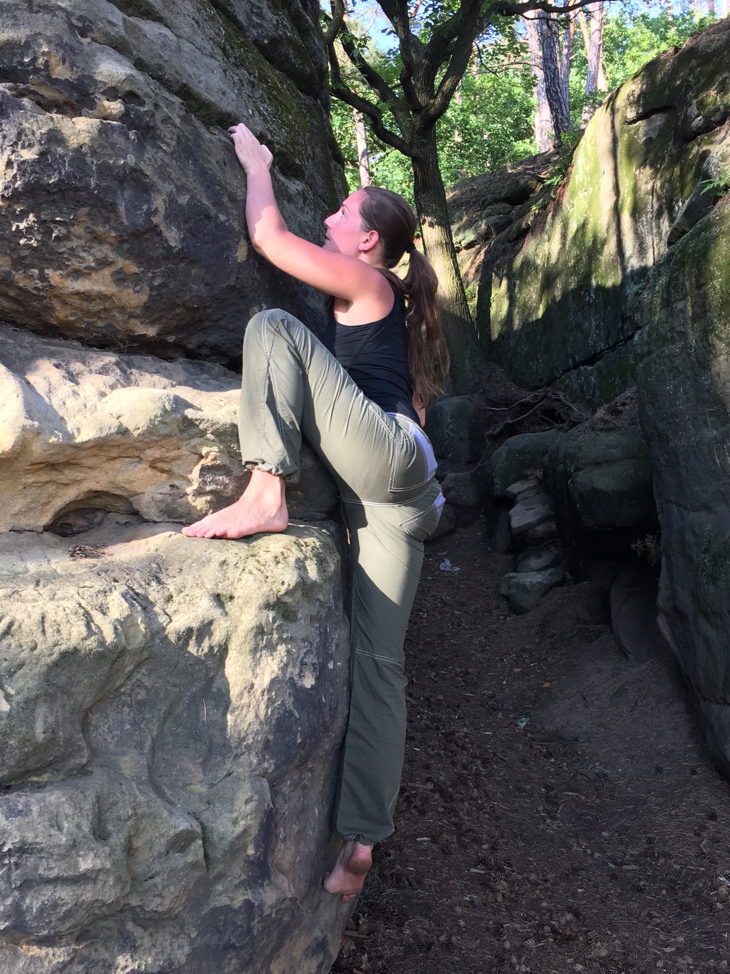 Kalhoty Prana Drew Pant dovolují velký rozsah pohybu.