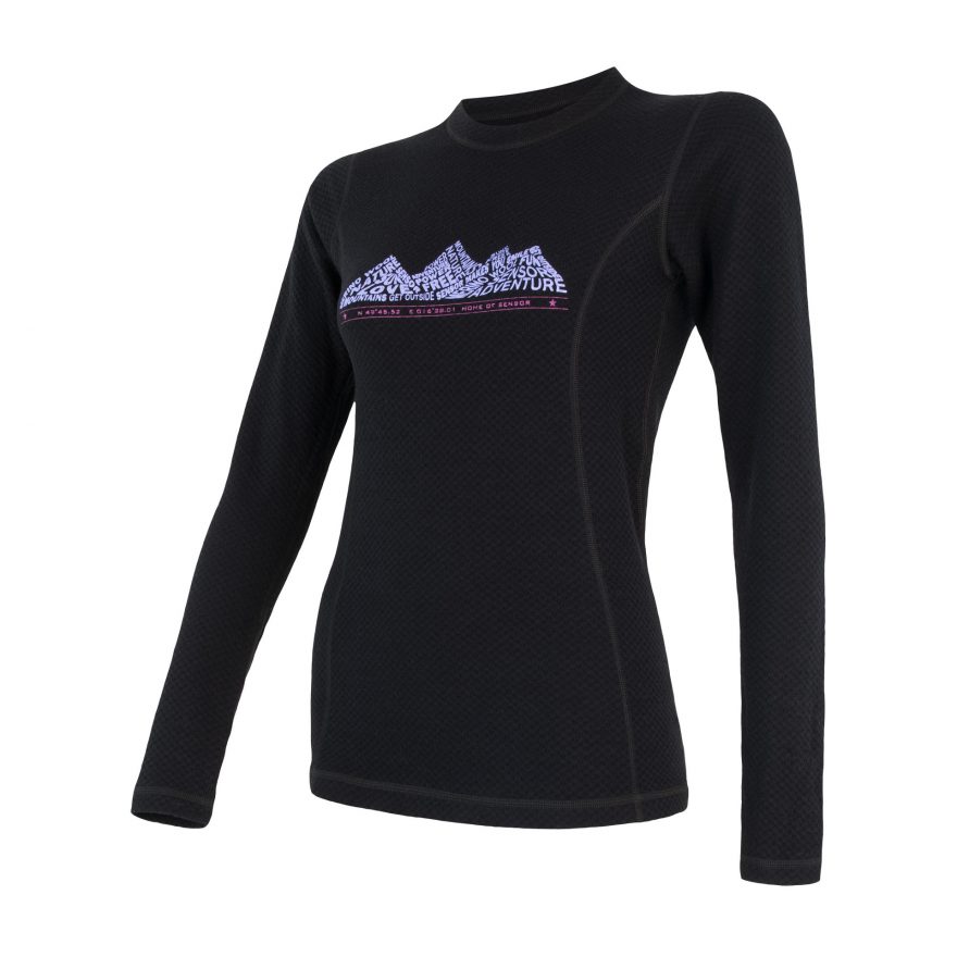 SENSOR MERINO DF ADVENTUTE dámské triko dl.rukáv černá