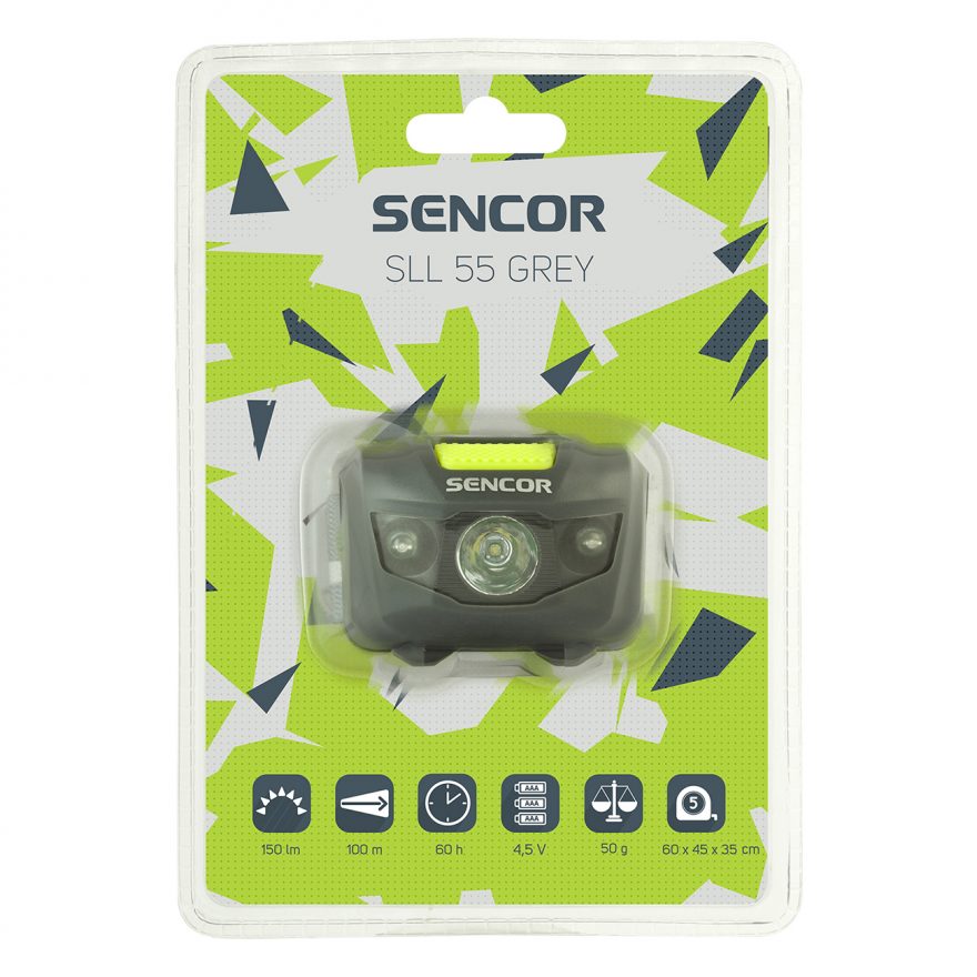 Balení čelovky Sencor SLL 55 Grey.