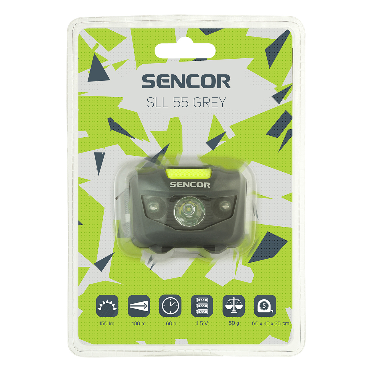 Balení čelovky Sencor SLL 55 Grey.
