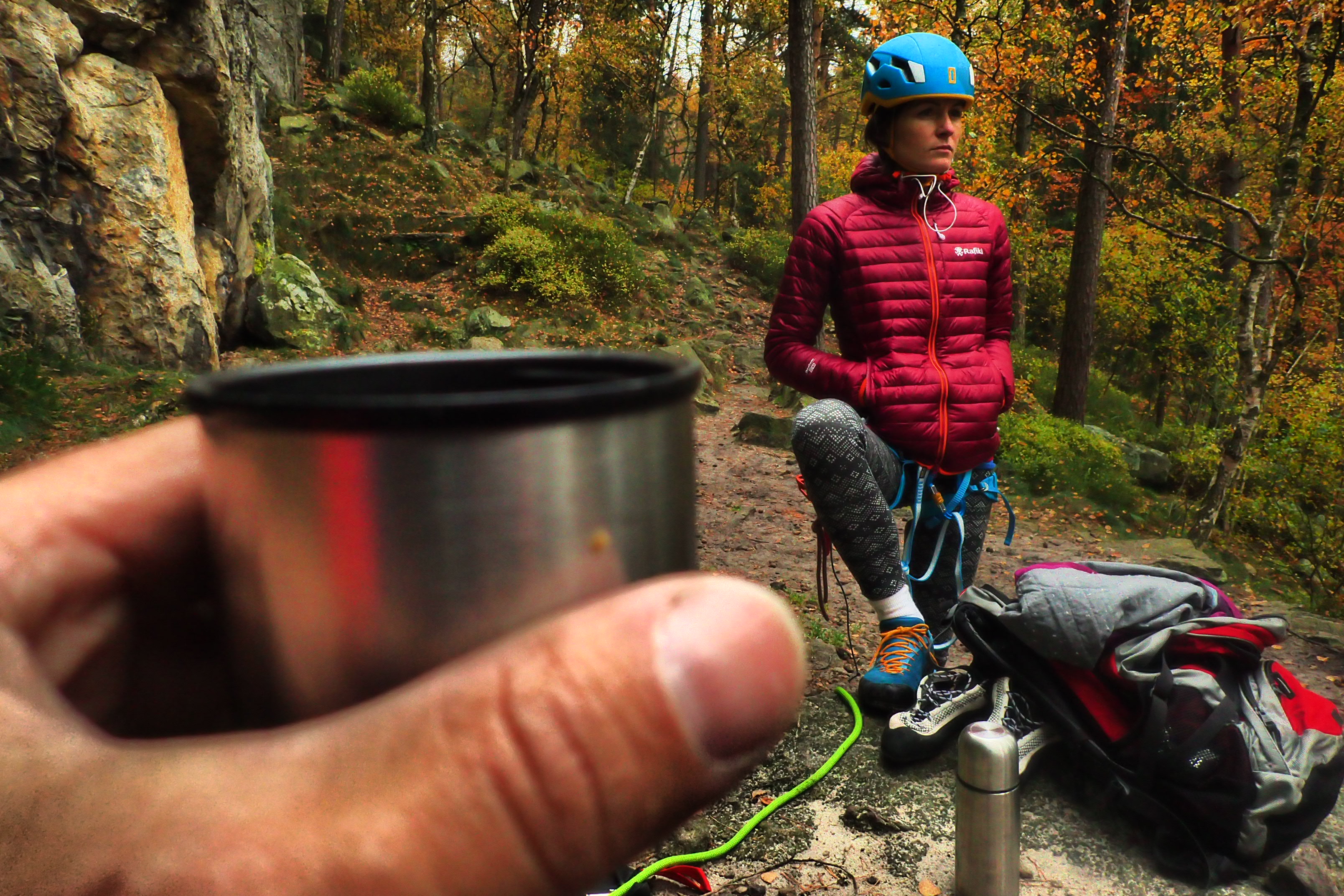 Podzimní lezení na Suchých skalách bylo ideální na testování Rafiki MEG II.