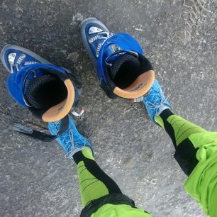 Lyžařské ponožky CEP Merino na ledovci v Söldenu.