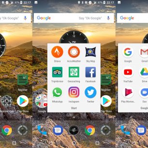 Úvodní nabídky telefonu Land Rover Explore