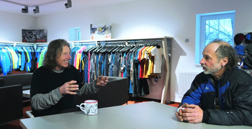 Na testování oblečení Direct Alpine se podílí lezci Petr „Špek“ Slanina a Jirka „Prcas“ Slavík.