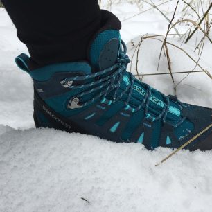 Svrchní materiál bot Salomon Quest Prime GTX je prodyšný a poddajný.