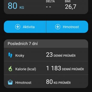 Základní přehled o aktivitách v aplikaci GARMIN Connect.