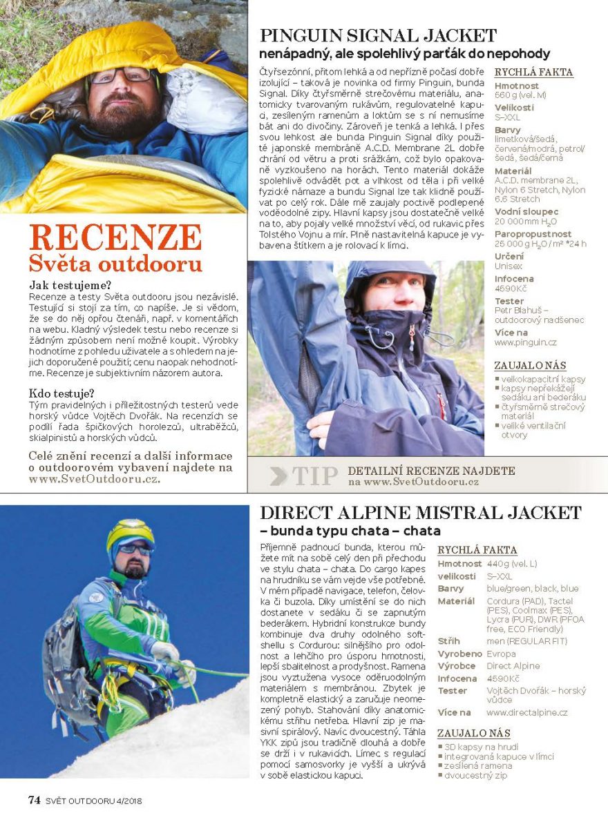 Recenze více než 20 outdoorových produktů.