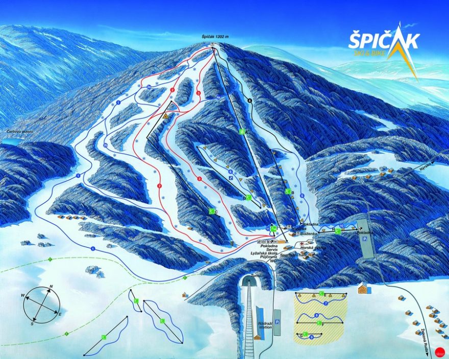 Mapa areálu Ski&Bike Špičák.