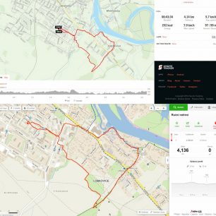 Porovnávací měření Sports Trackerem s intepretací na mapy.cz