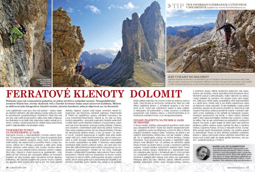 Po ferratový klenotech Dolomit nás provede horská průvodkyně Marie Lollok Klementová.