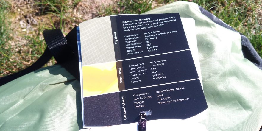 Popis  použitých materiálů tunelového stanu NORDISK OPPLAND 3 PU.