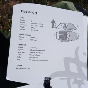 Rozměry a materiály stanu NORDISK OPPLAND 3 PU.