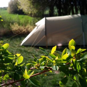 Zelená barva stanu se skvěle hodí pro táboření v přírodě - NORDISK OPPLAND 3 PU.