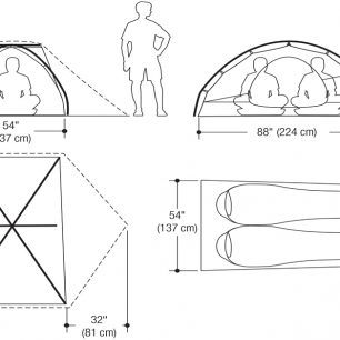 Rozměry stanu Marmot Vapor 2P.