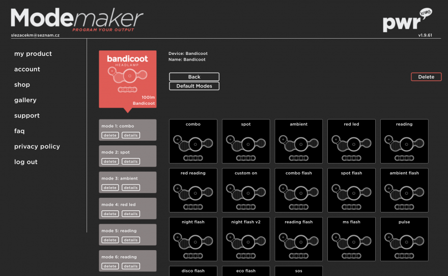 Prostředí programu Knog ModeMaker.