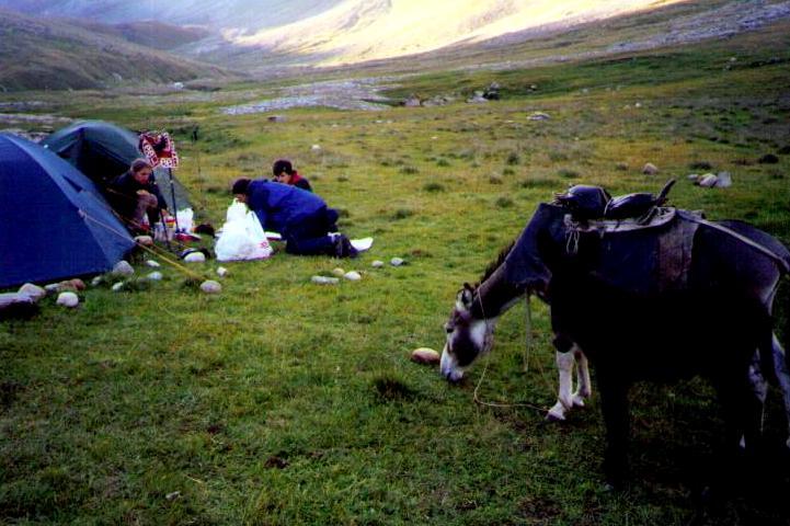 Tábor v ledovcovém údolí ve výšce 2.900 m.n.m.