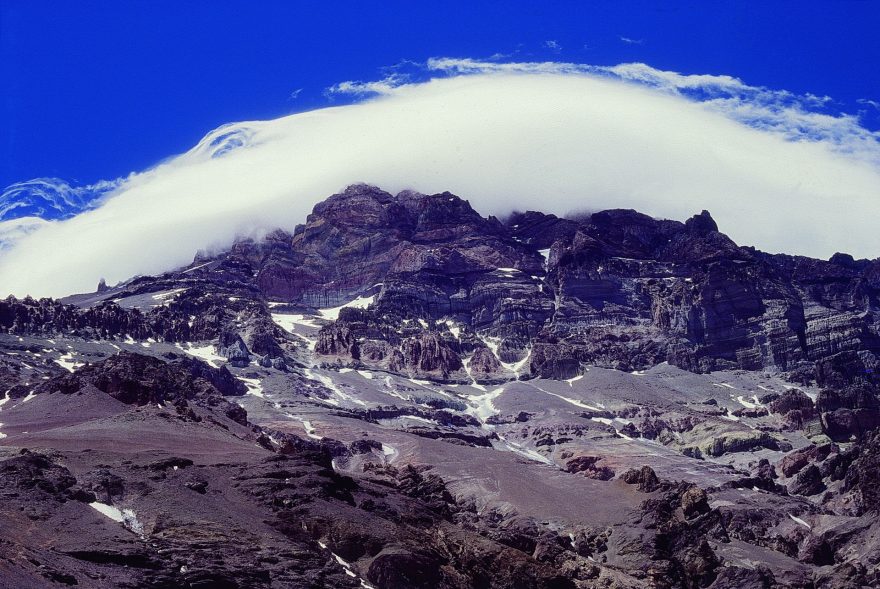 Zahalený vrcholek Aconcaguy
