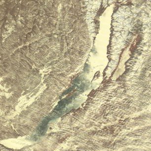 Satelitní snímek jezera Bajkal z 29.2.
