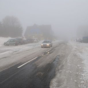 Pomezní boudy v mlze