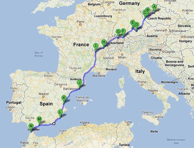 Trasa s cílem v Maroku, zdroj: Google Maps