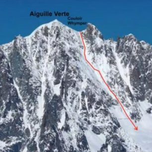 Aiguille Verte (4 211 m), Whymperův kuloár (50 - 55°)