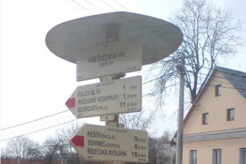 Rozcestník v Rešově