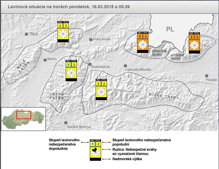 Souhrnná lavinová předpověď pro slovenská pohoří