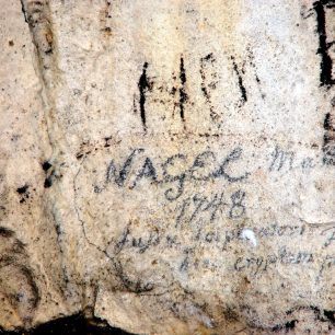 Podpis J. A. Nagela ve Sloupsko-šošůvských jeskyních