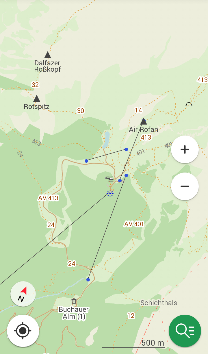 Ukázka podrobné mapy rakouských Alp