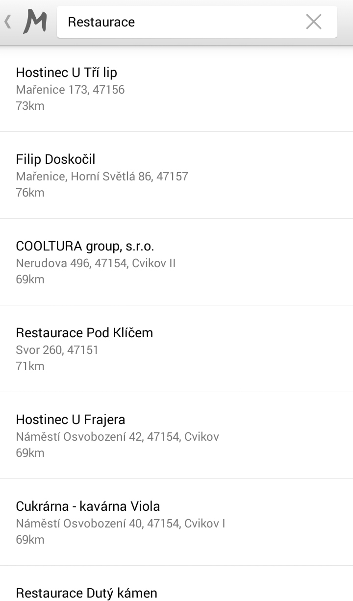 Výpis nejbližších bodů zájmu