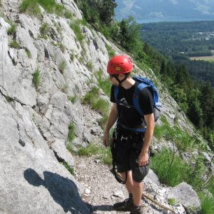 První jistící bod, ferrata Sunnighornsteig