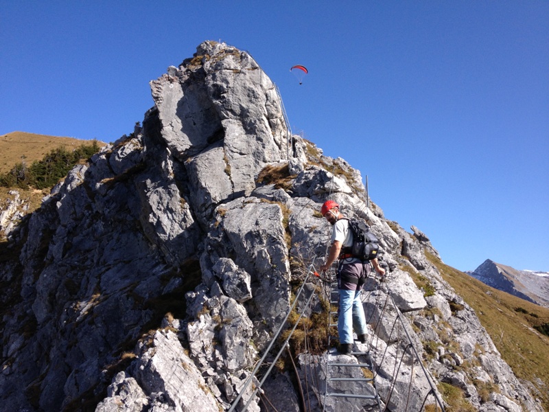 Cesta na vrchol, ferata Brunnistöckli Zittergrat