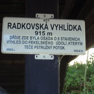 Označení Radkovské vyhlídky