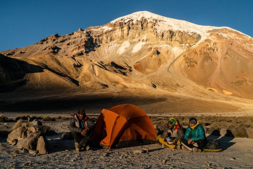 Tábor pod horou Sajama, Bolivie