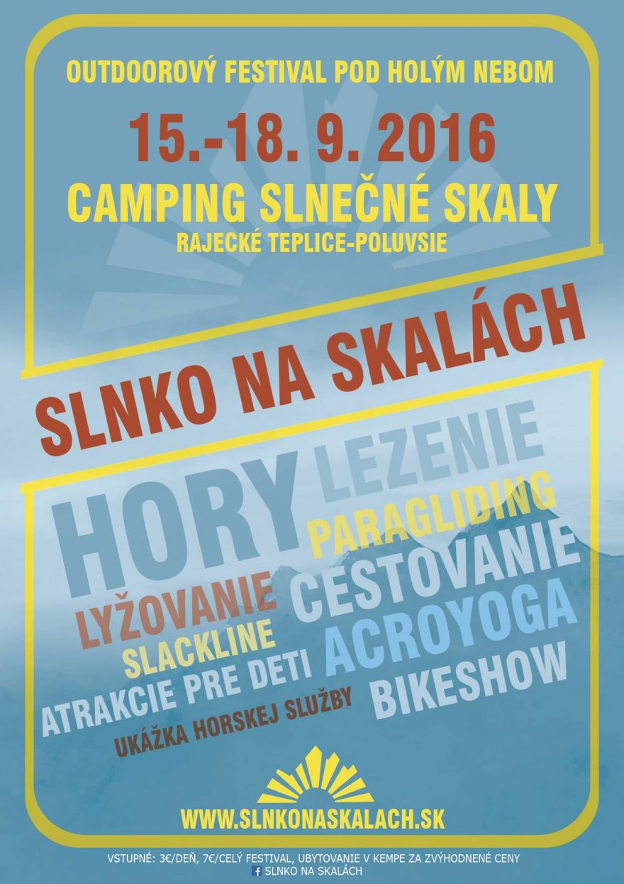 Festival Slnko na skalách 15. - 18. září v Rajeckých Teplicích na Slovensku..