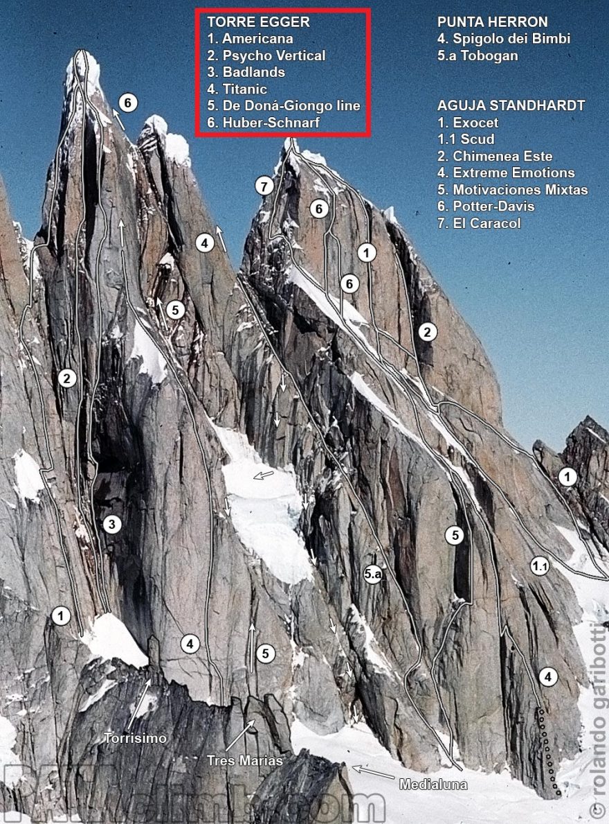 Torre Egger (nalevo), zdroj PATAclimb.com