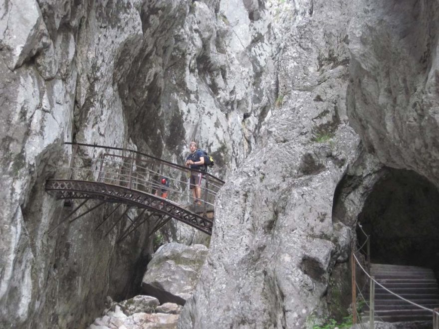 Soutěska Hammersbach, Hollental, Zugspitze, Bavorsko.